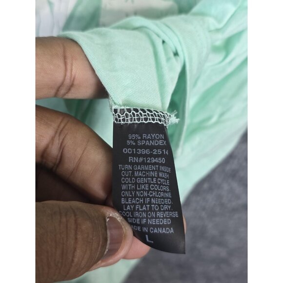 Fred David Shirt Womens Large Mint Green Sunday Forever Graphic Scoop Neck Rayon - Picture 3 of 7